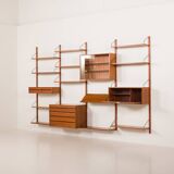 Poul Cadovius 4 bay teak wall unit for Cado, Denmark 1960s