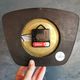 Vintage formica clock silent trapeze wall pendulum "Diehl black white"