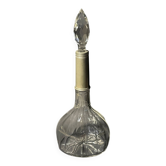European vintage carafe with faceted stopper, Art Deco glassware