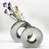 Pair of “donut” vases / cast aluminum – 1970s Italy