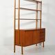 Scandinavian teak bookcase with pull-out desk