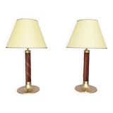 Burgundy Plexiglass and Brass Table Lamps by F. Loffredo, Italy 1980s