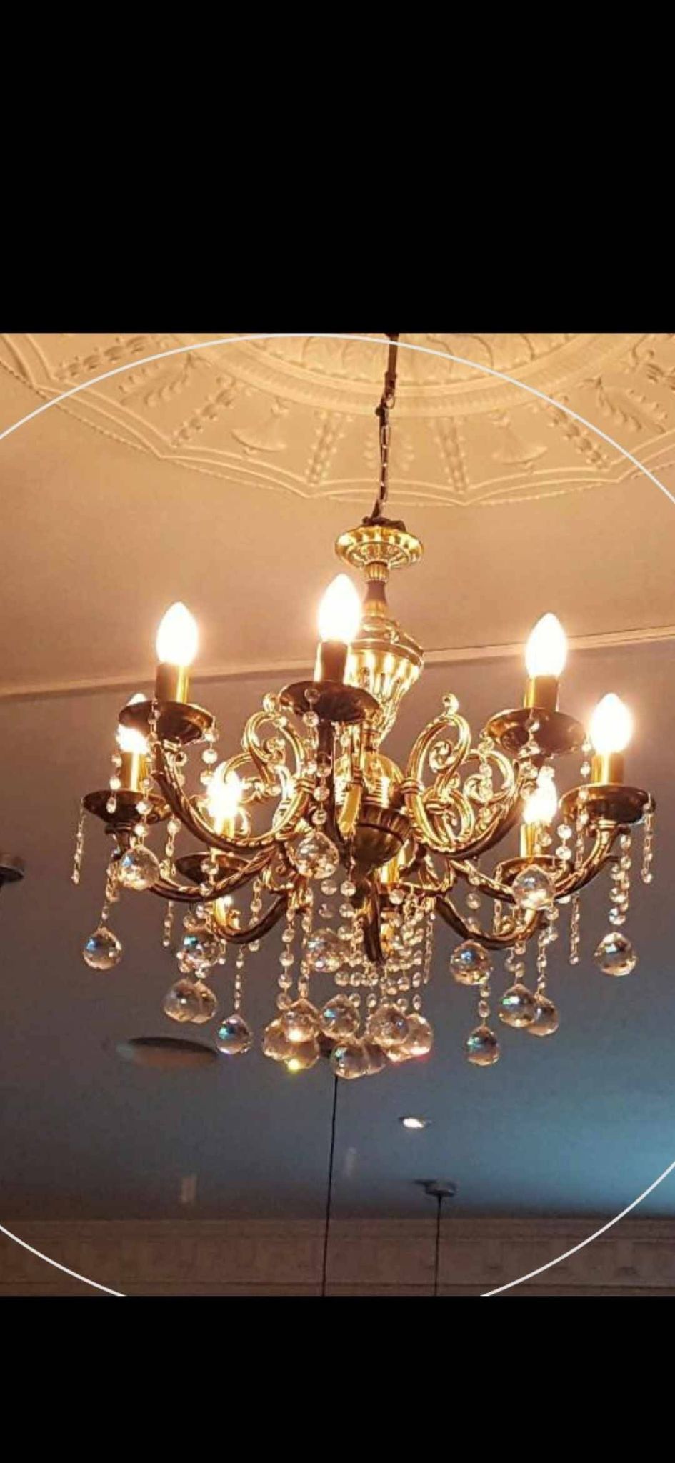 Solid brass chandelier with pendants