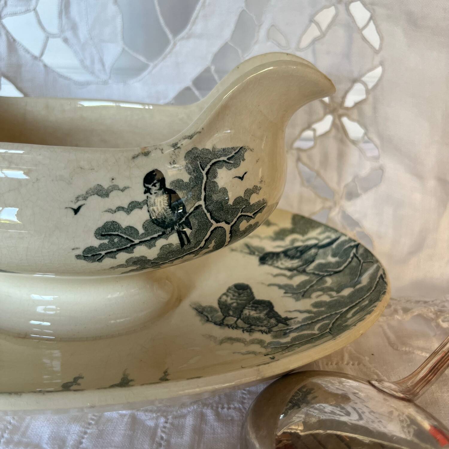 Sarreguemines Snow Sauce Boat