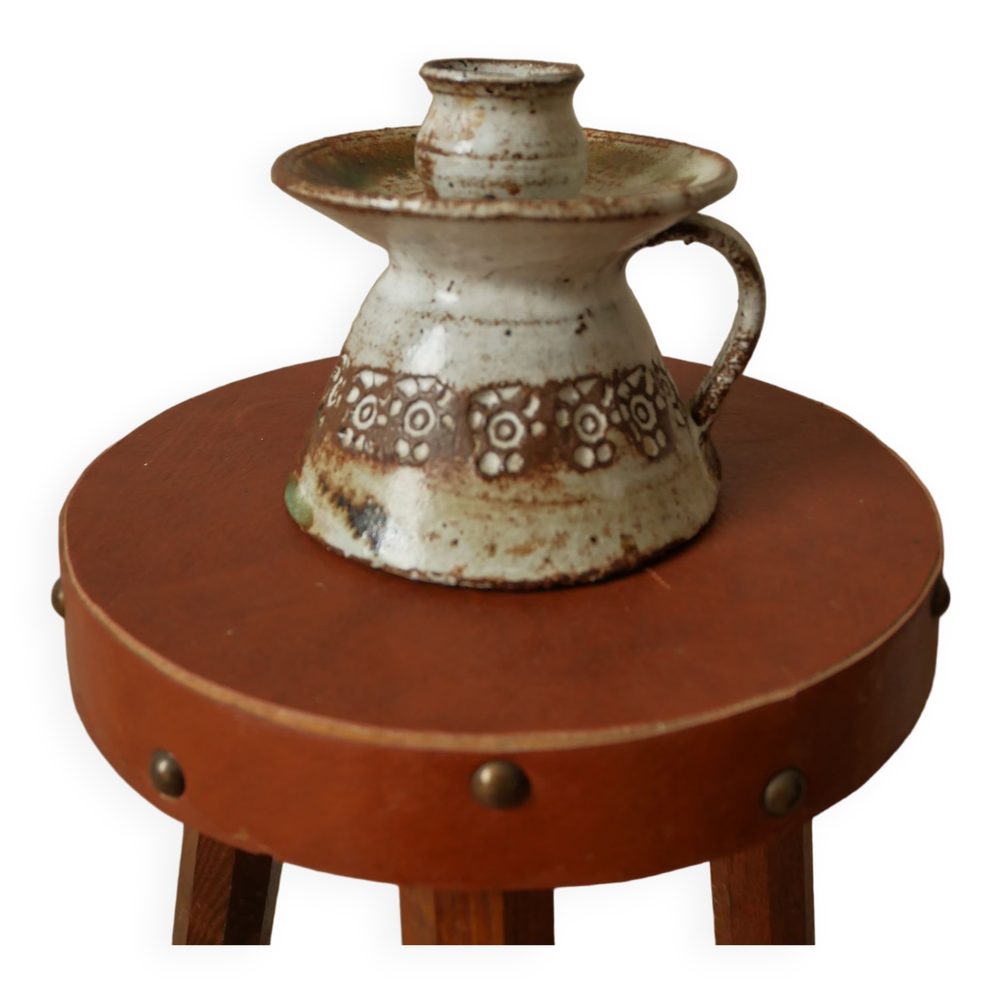 Handheld candle holder in ceramic or vintage soliflore Scandinavian decorative object