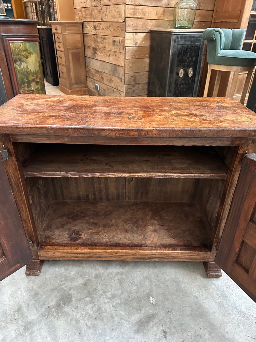 Brutalist furniture with 2 doors in elm.