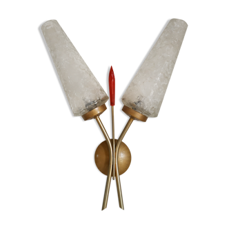 Wall sconce from the 50s in glass and brass