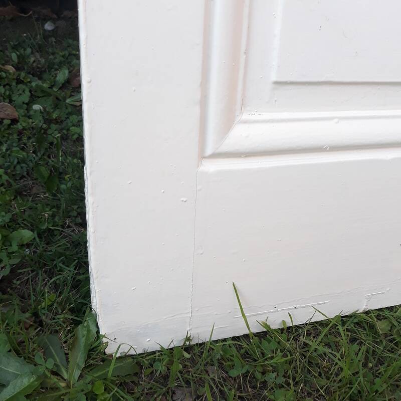 Communication door H218.5xL80cm, old panelled and moulded.