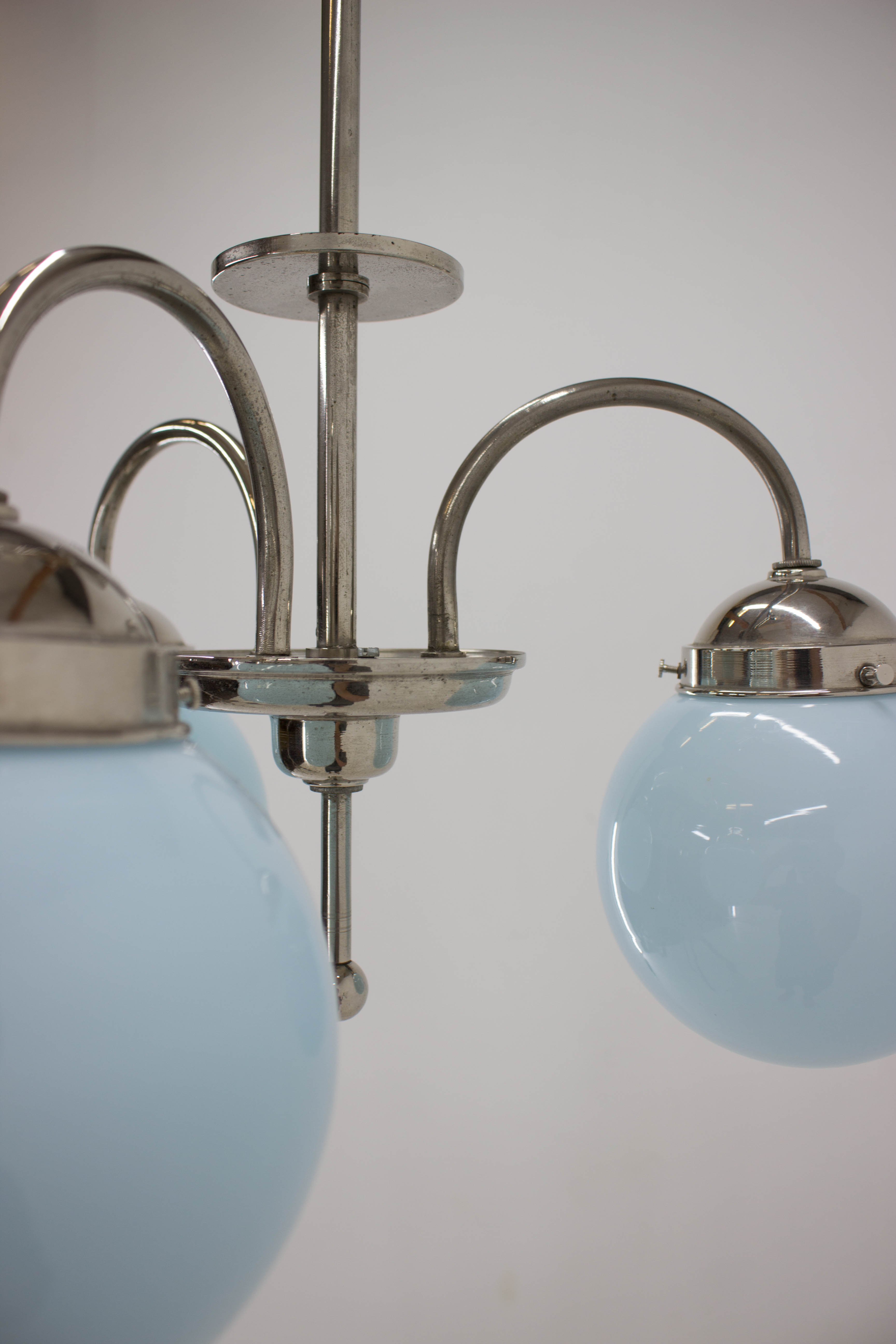 Blue art deco chandelier, 1930s