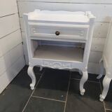 Pair of white patinated Louis XV style bedside tables