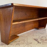 Vintage solid oak geometric wall shelf