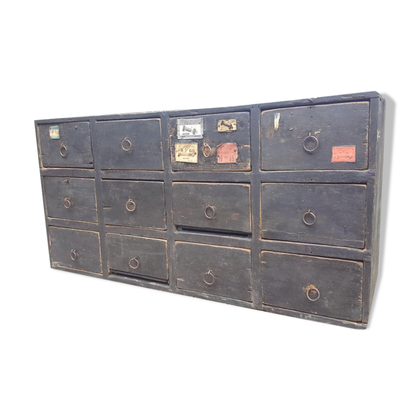 Furniture of old craft hardware with 12 drawers