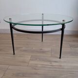 Coffee table attributed to Roger Le Bihan, modernist design in glass and metal.
