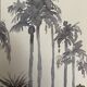 Signed monochrome watercolor painting “sunset over the palm trees”