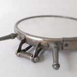Vintage Adjustable Beveled Round Mirror and Magnifying in Metal Frame for Table or Wall.