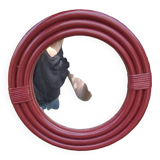 Burgundy rattan mirror