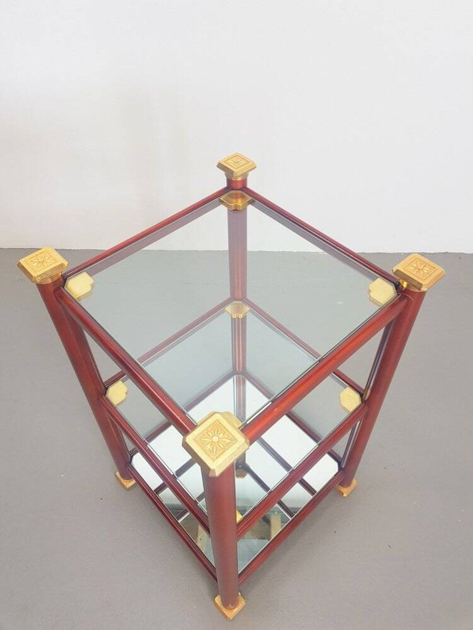 Regency Side Table in Brass and Mirror Glass, 1970s