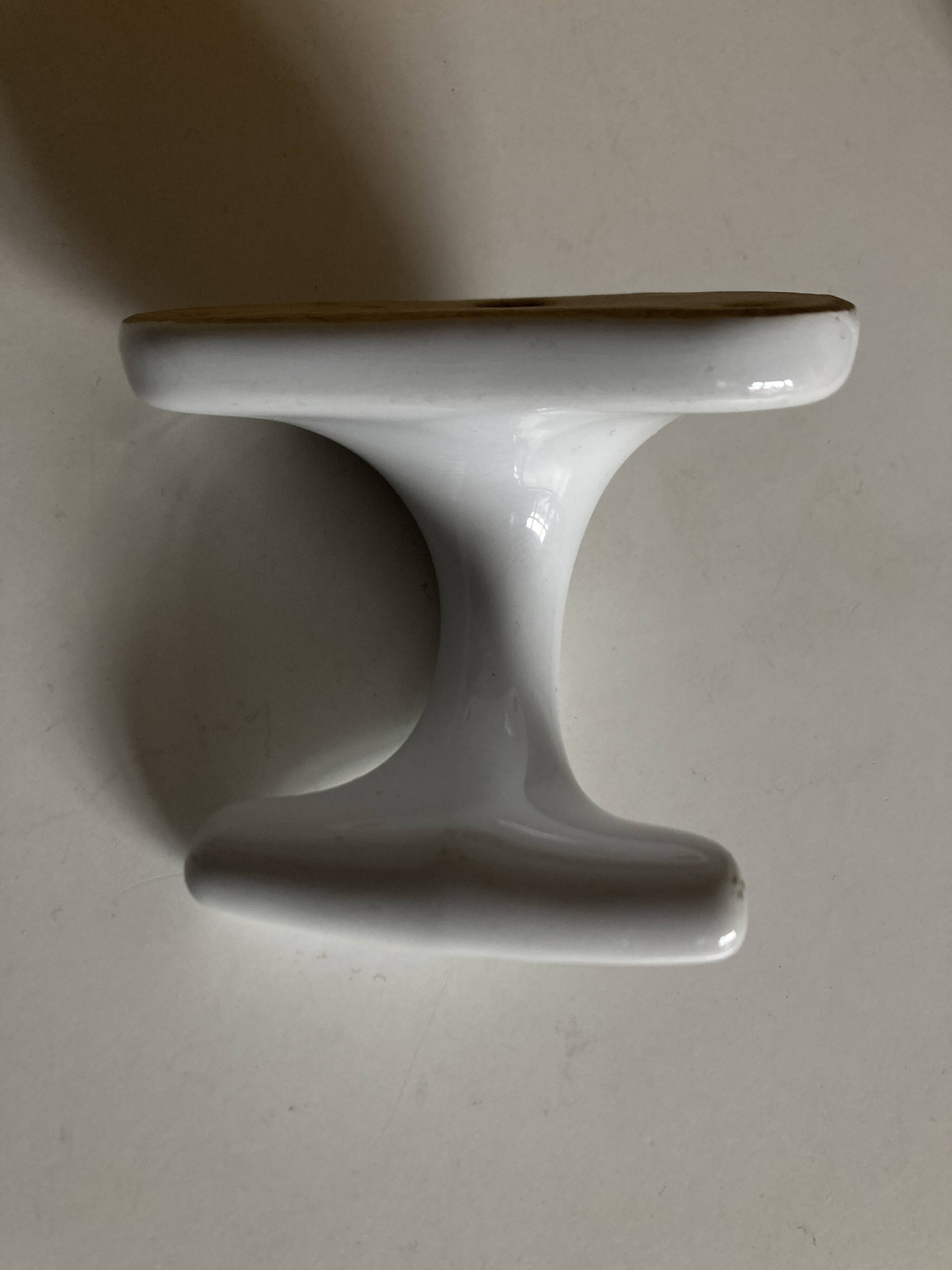 XL white ceramic earthenware coat rack from the 1960s