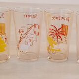 6 orangeade glasses - lemonade - water - regional theme - vintage