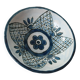 barbotine style salad bowl with blue floral pattern