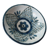 saladier style barbotine motif floral teinte bleutée