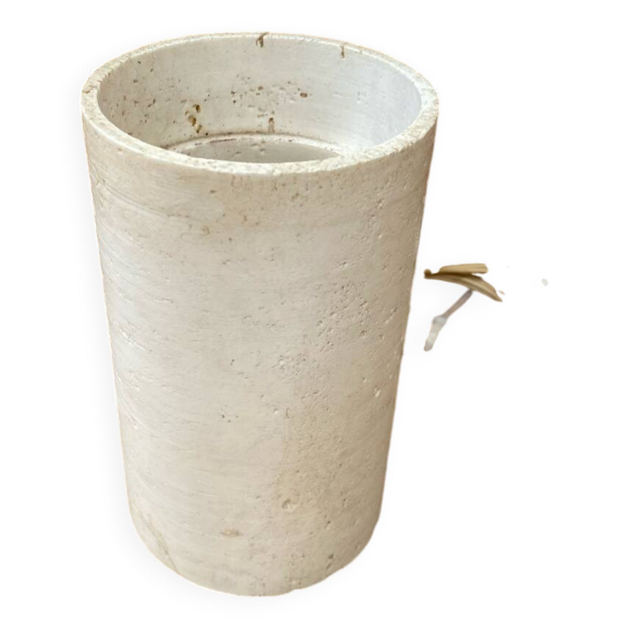 Antique vintage polished stone cylinder lamp
