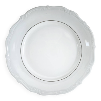 Round porcelain plate, double gold line manufacture, hand-painted.