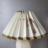 Vintage ceramic table lamp with pleated lampshade 1980