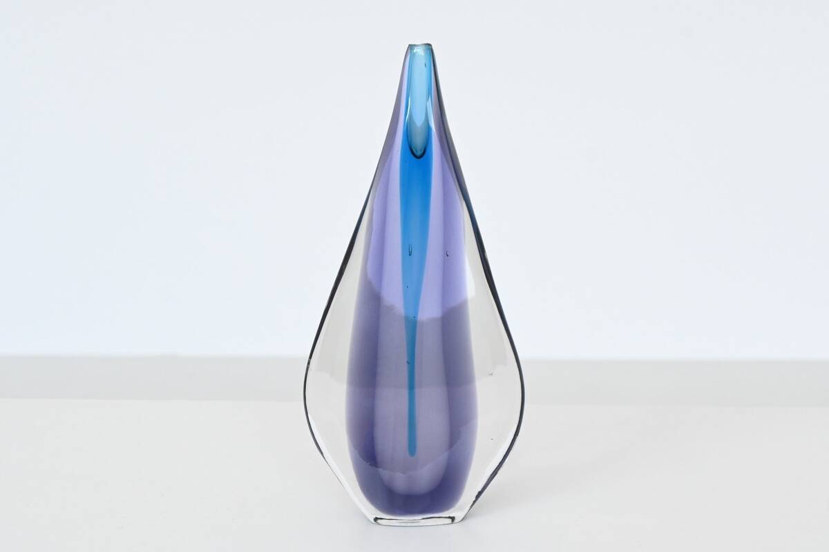 Flavio Poli Sommerso "Teardrop" vase Murano glass Seguso Italy 1960