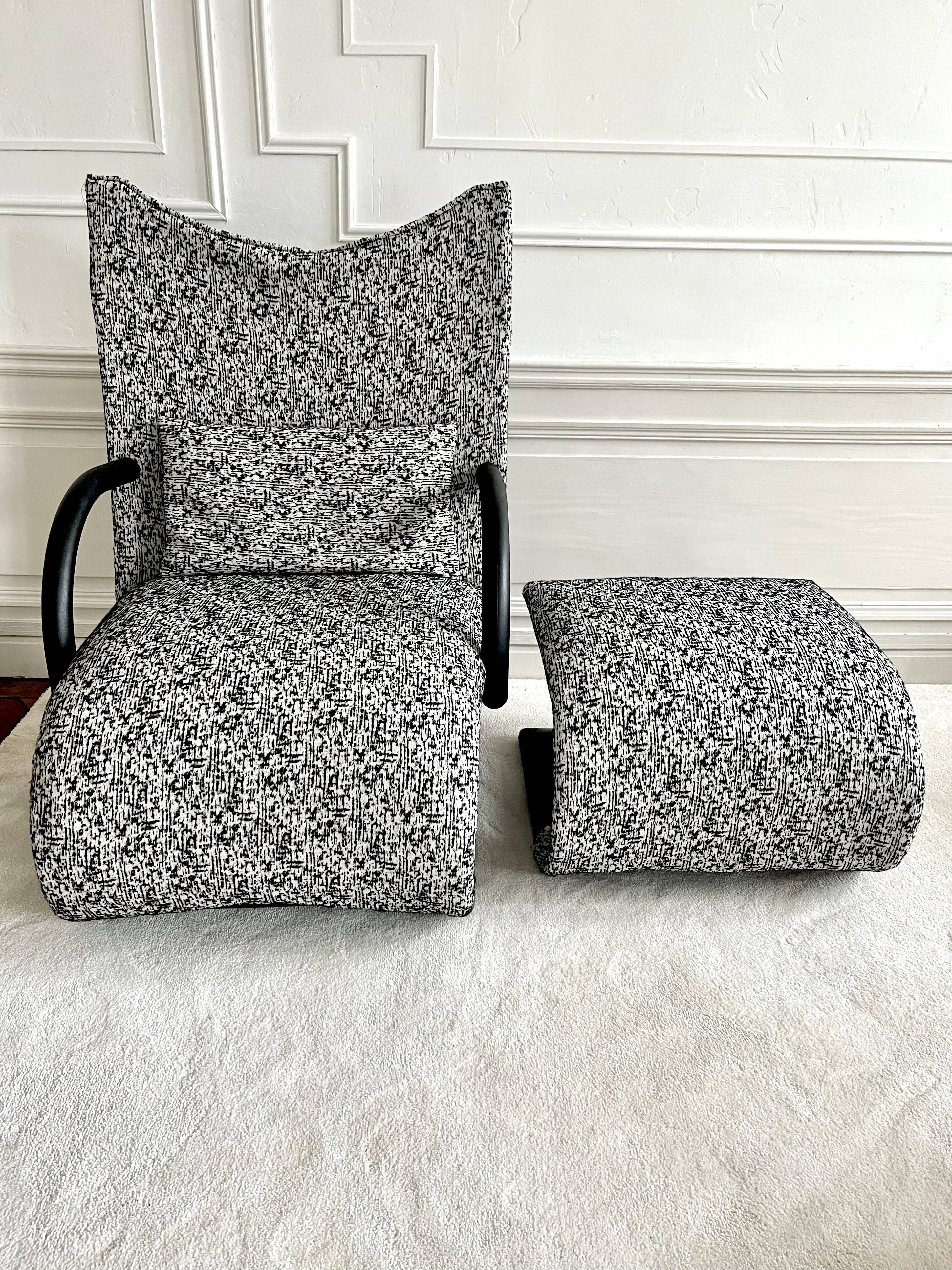 Armchair set and footrest vintage design line Roset Zen