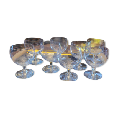 8 verres ballon ciselés – années 608 verres ballon ciselés – années 60