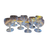 8 cut-glass balloon glasses – 1960s