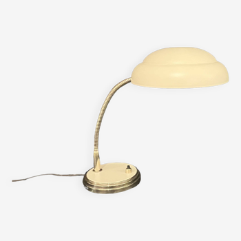 Desk lamp 50s 60s flexible brass metal beige vintage bedside casserole