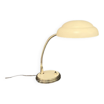 Desk lamp 50s 60s flexible brass metal beige vintage bedside casserole