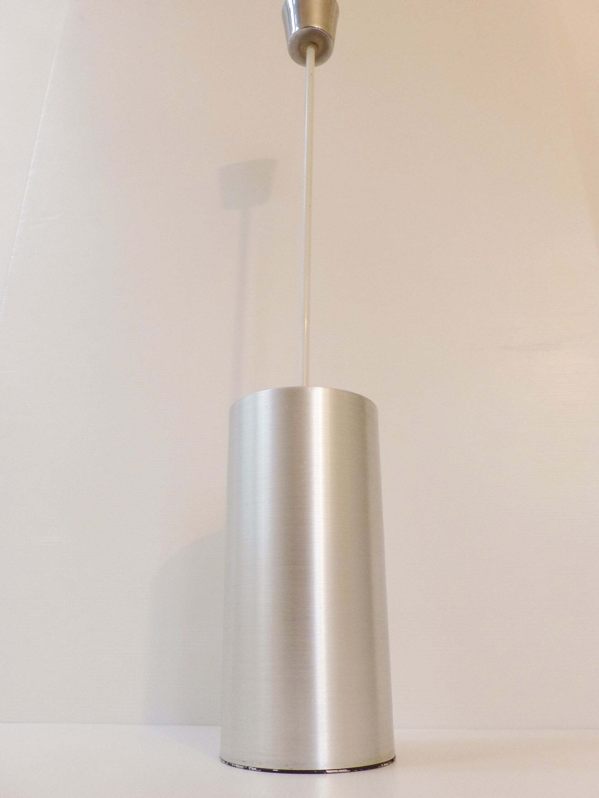 Great ceiling light chandelier cylinder in brushed steel 1970 vintage space age 70's funky seventies