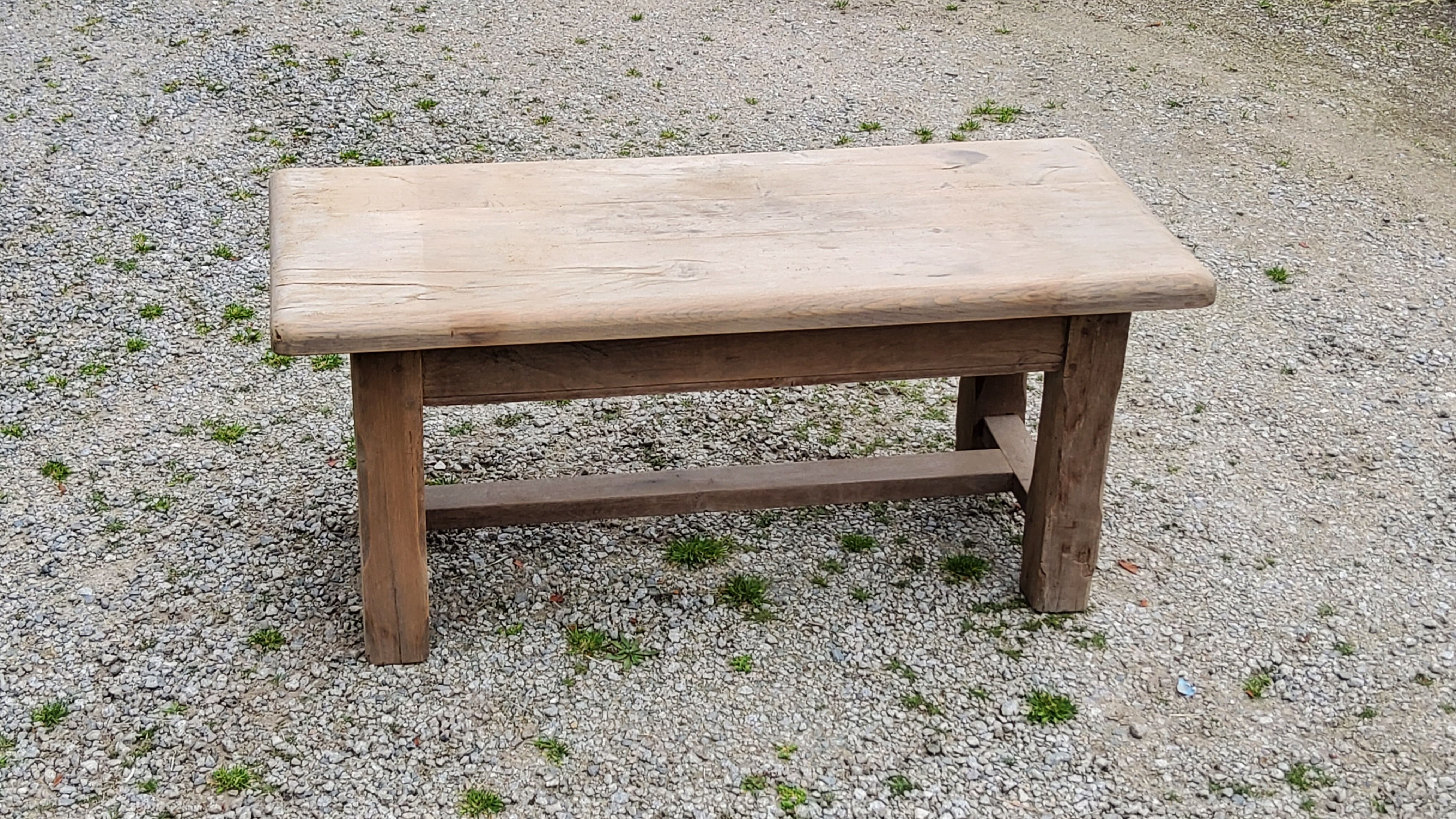 Old brutalist oak farmhouse coffee table