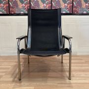 BLACK LEATHER AND CHROME ARMCHAIR DESIGN 1960 "HANS EICHENBERGER".