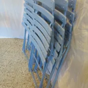 6 blue folding garden chairs