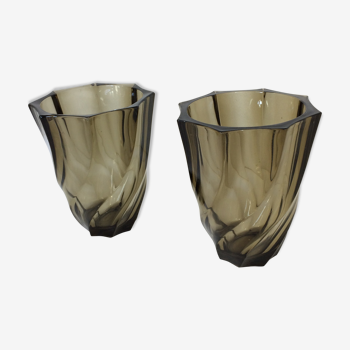 Pair of smoked glass vase