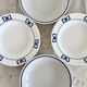 4 vintage mismatched deep plates blue white porcelain bistro butterflies