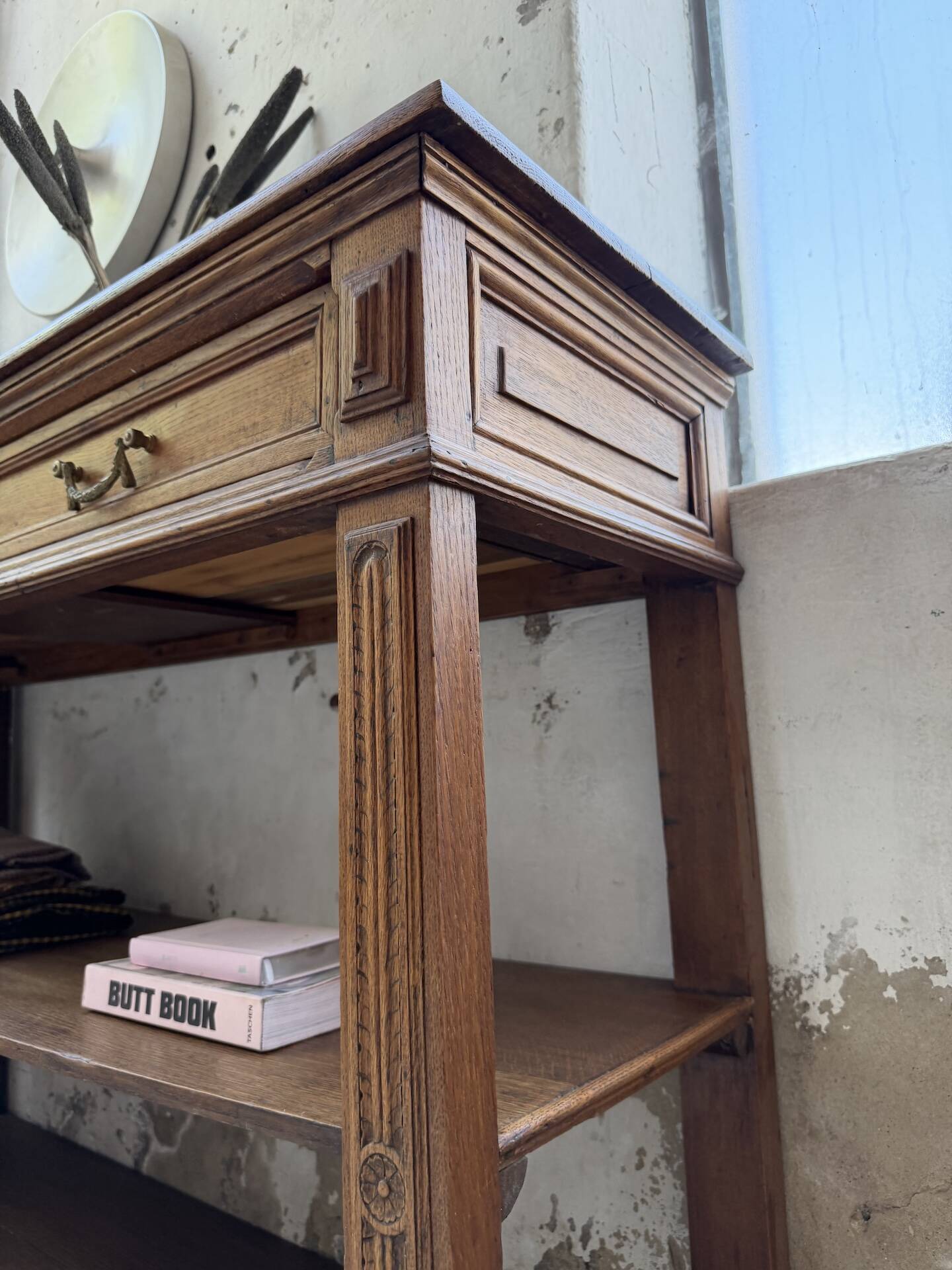 19th-century oak console table