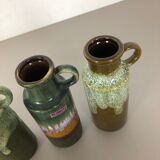 Set of four vintage pottery fat lava vases "401-20" by Scheurich, Germany, 1970s