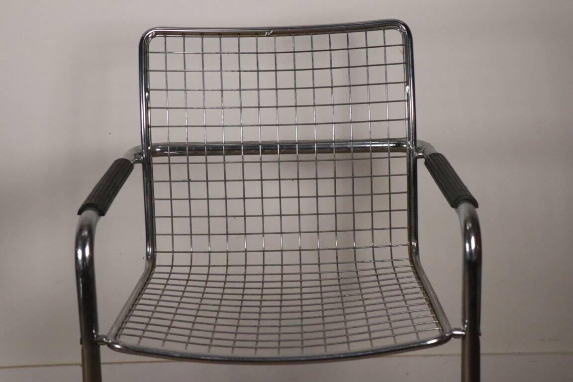 Pair of vintage chrome metal armchairs, 1970