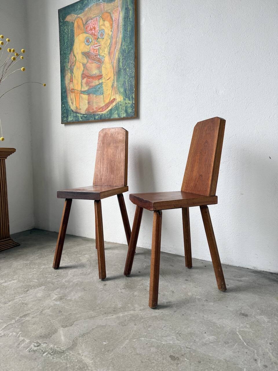 Paire de chaises brutaliste en chêne 1950