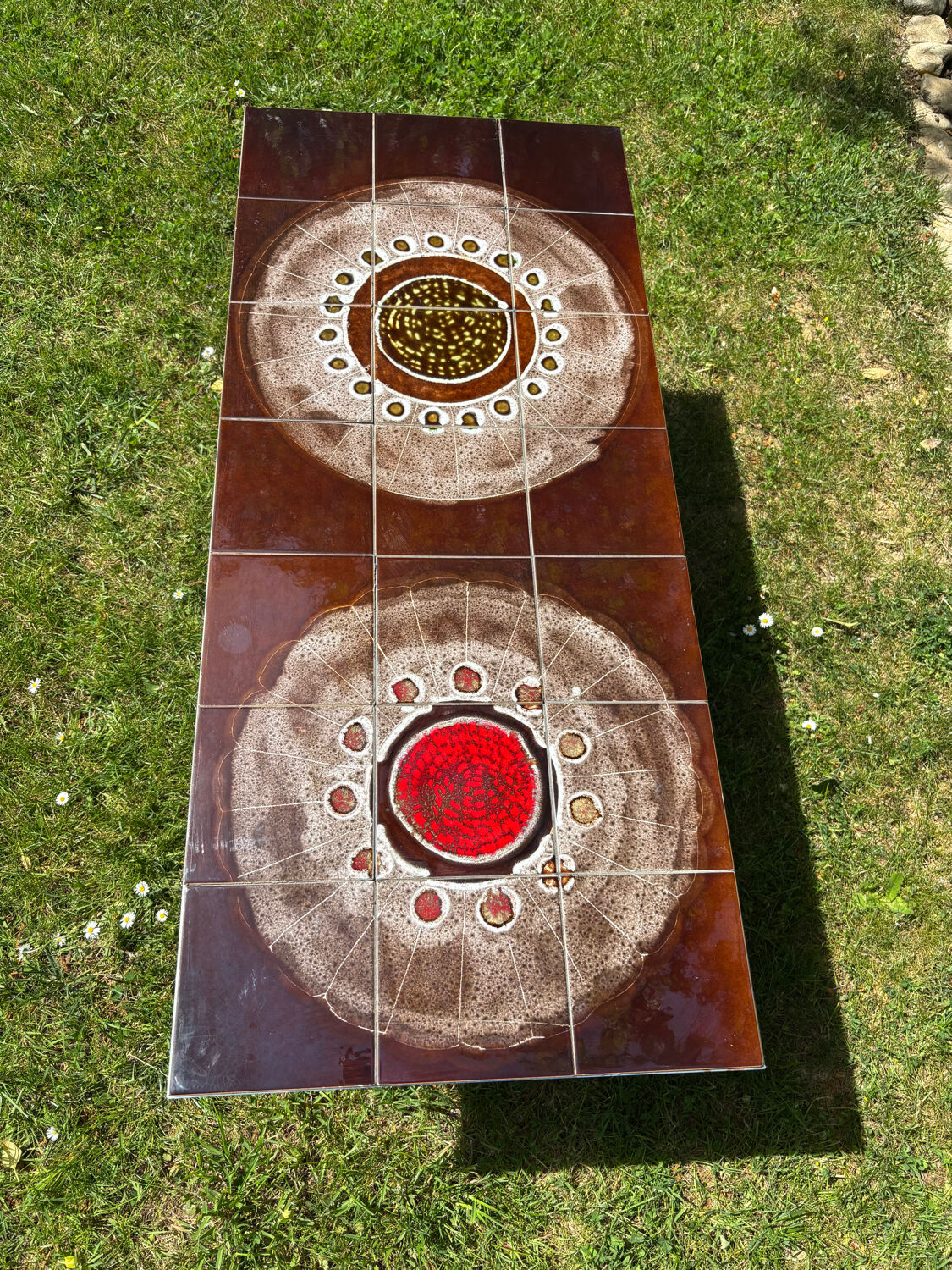 Vintage chrome and ceramic coffee table