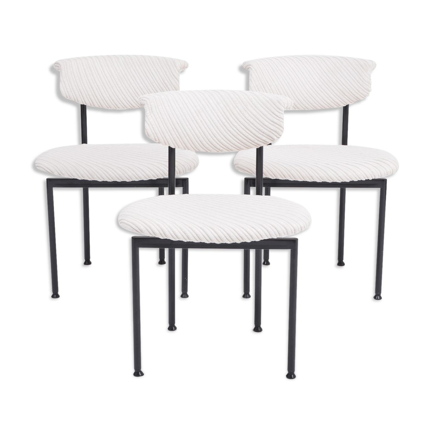 Set of Three Dutch White Alpha Chairs Designed by Rudolf Wolf, 1960s