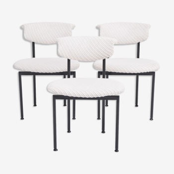 Ensemble de trois chaises blanches néerlandaises conçues par Rudolf Wolf, années 1960