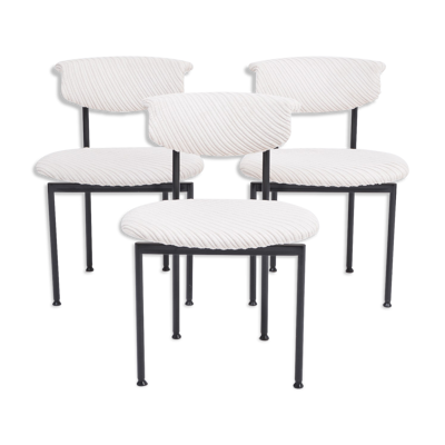 Ensemble de trois chaises hollandaises blanches Alpha conçues par Rudolf Wolf, années 1960