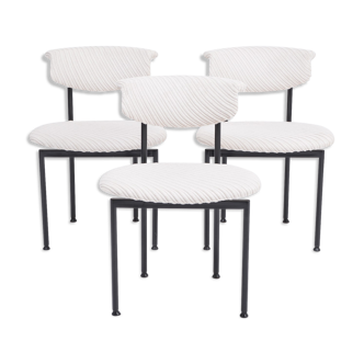 Ensemble de trois chaises blanches néerlandaises conçues par Rudolf Wolf, années 1960