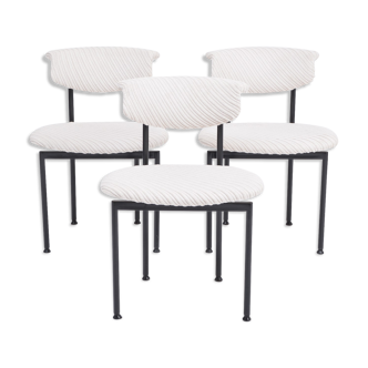 Set of Three Dutch White Alpha Chairs Designed by Rudolf Wolf, 1960s